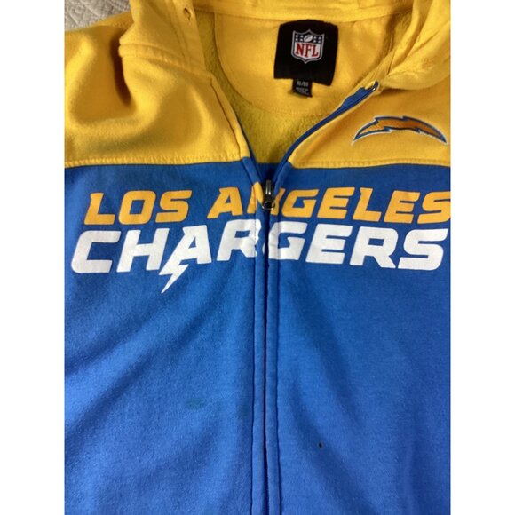 Los Angeles Chargers NFL Hoodie*XL*Blue/Yellow Fleece Zip-Up Mens Sweatshirt - Picture 3 of 10